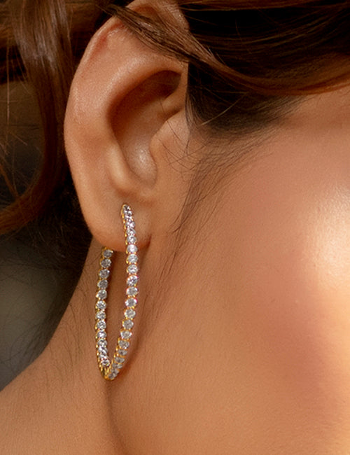 Atmos Classic Diamond Hoops yellow gold hover