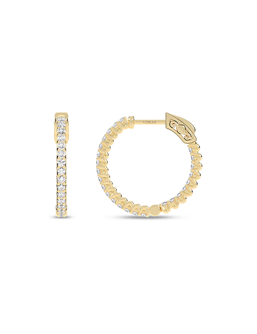 Atmos Classic Diamond Hoops yellow gold