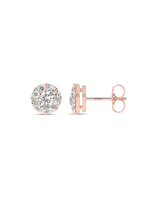 Round Cluster Atmos Studs rose gold
