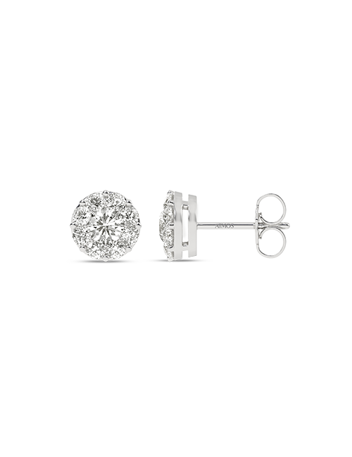 Round Cluster Atmos Studs white gold