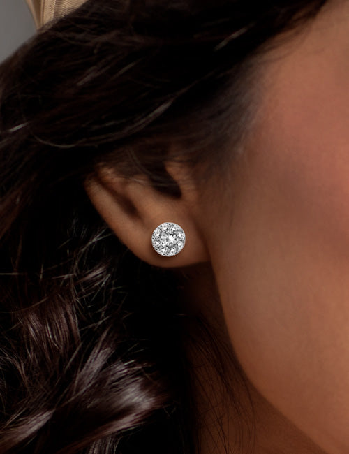 Round Cluster Atmos Studs white gold hover