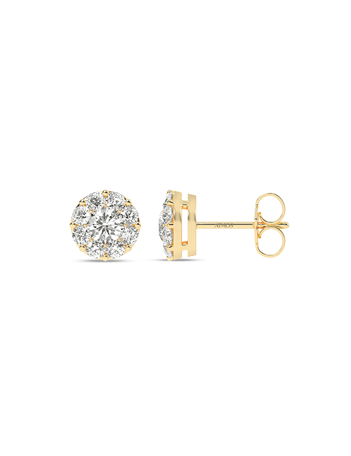 Round Cluster Atmos Studs yellow gold