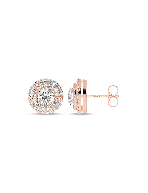 Quaint Double Halo Atmos Round Studs rose gold