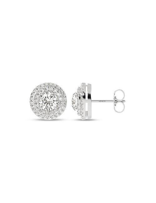 Quaint Double Halo Atmos Round Studs white gold