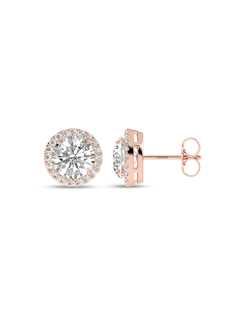 Atmos Round Halo Studs rose gold