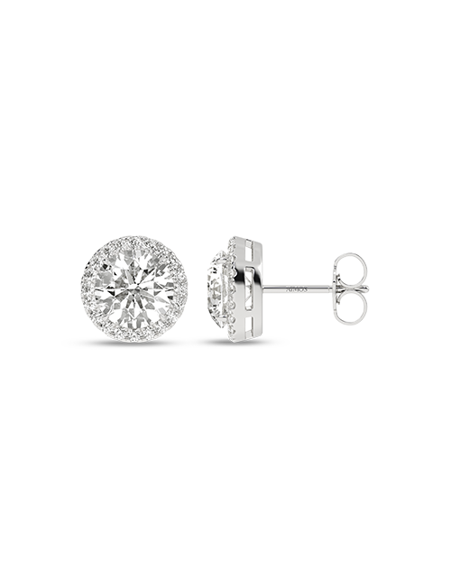 Atmos Round Halo Studs white gold