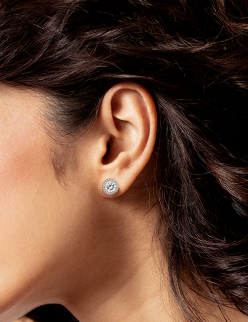 Atmos Round Halo Studs white gold hover