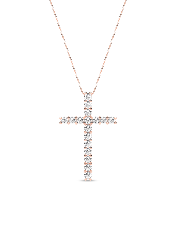 Atmos Signature Diamond Cross Necklace rose gold