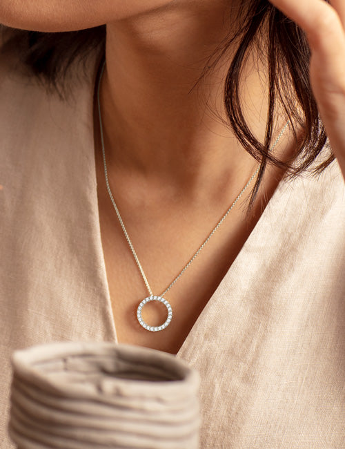 Atmos Circular Silhouette Necklace white gold hover