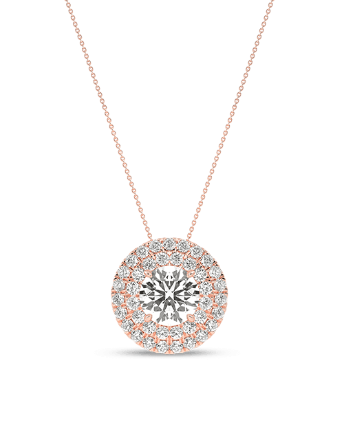 Quaint Double Halo Atmos Round Pendant rose gold