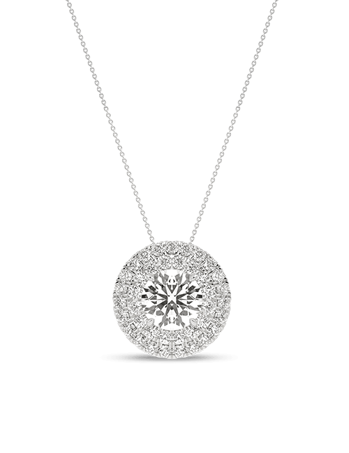 Quaint Double Halo Atmos Round Pendant white gold