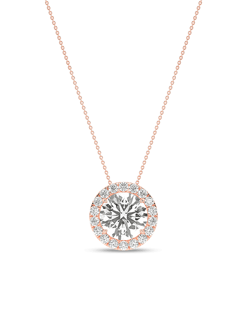 Atmos Round Halo Pendant rose gold