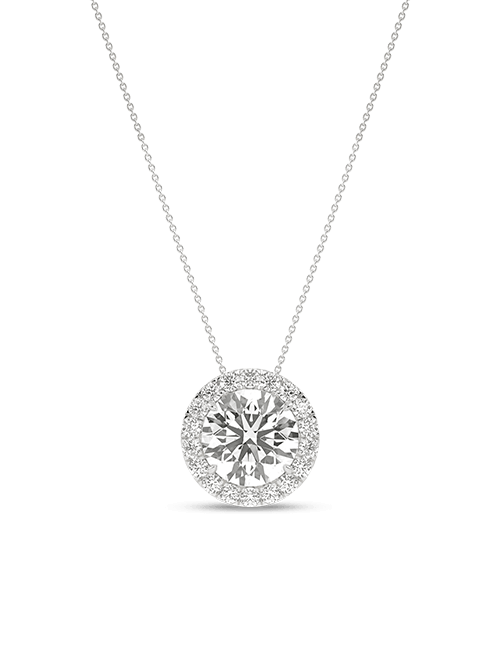 Atmos Round Halo Pendant white gold