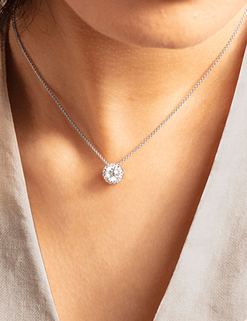 Atmos Round Halo Pendant white gold hover
