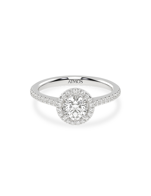 Atmos Signature Round Halo Ring white gold