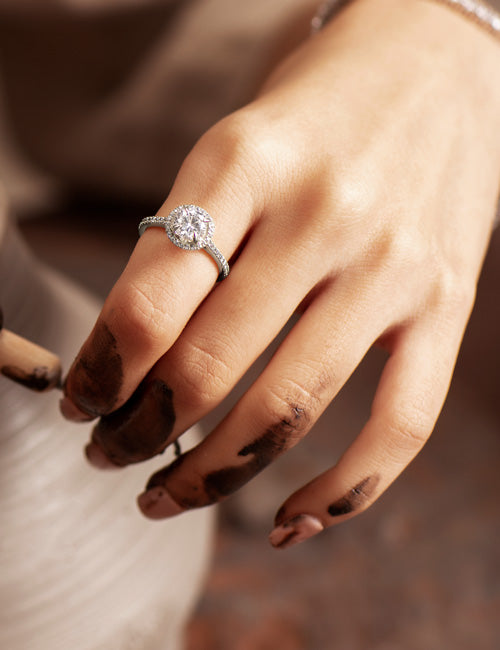 Atmos Signature Round Halo Ring white gold hover