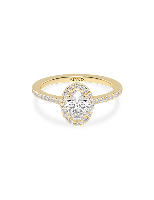 Atmos Signature Ellipse Halo Ring yellow gold