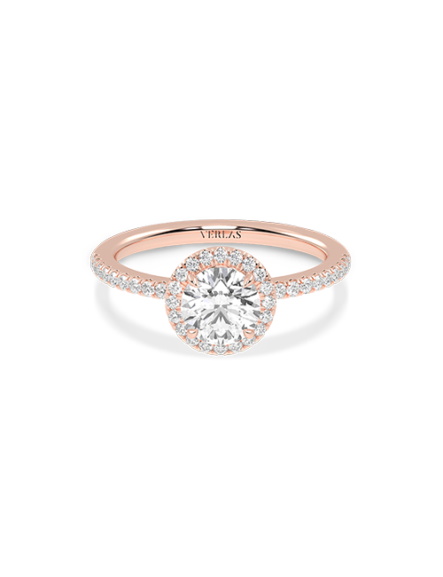 Atmos Luxe Round Halo Ring rose gold
