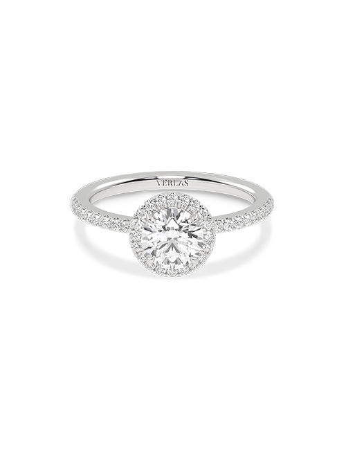 Atmos Luxe Round Halo Ring white gold