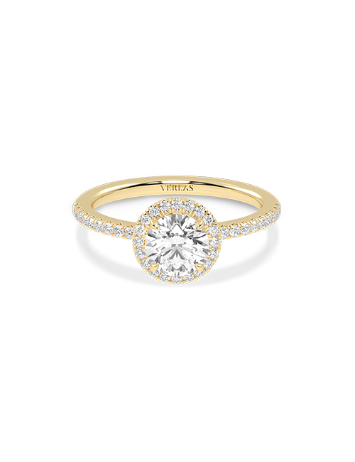 Atmos Luxe Round Halo Ring yellow gold