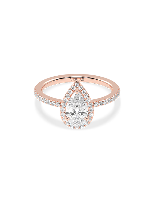Atmos Luxe Dewdrop Halo Ring rose gold