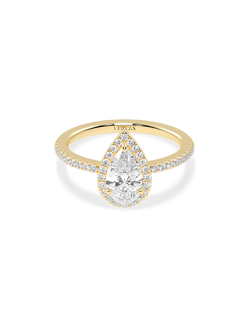 Atmos Luxe Dewdrop Halo Ring yellow gold