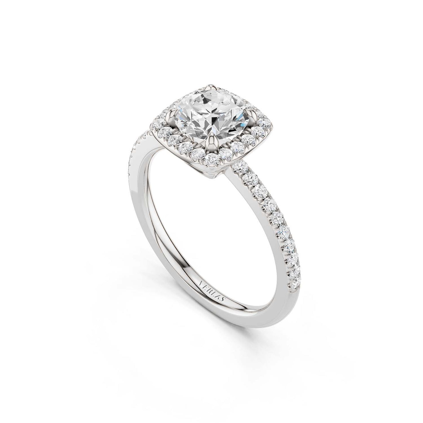 Luxe Round Center Princess Halo Ring