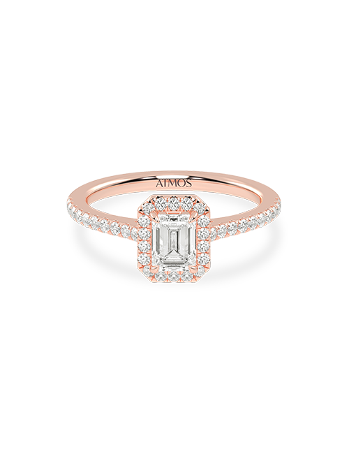 Atmos Signature Emerald Halo Ring rose gold