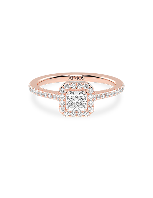 Atmos Signature Princess Halo Ring rose gold