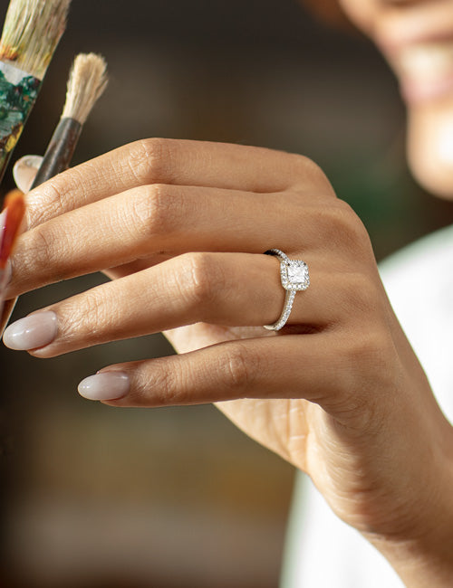 Atmos Signature Princess Halo Ring white gold hover