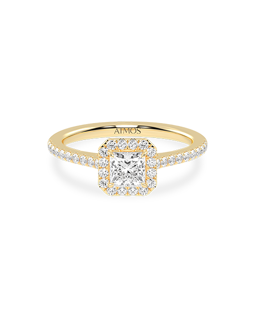 Atmos Signature Princess Halo Ring yellow gold