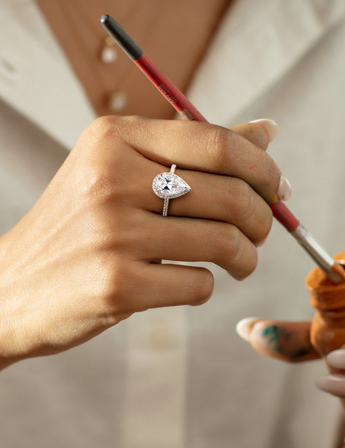 Atmos Signature Dewdrop Halo Ring white gold hover
