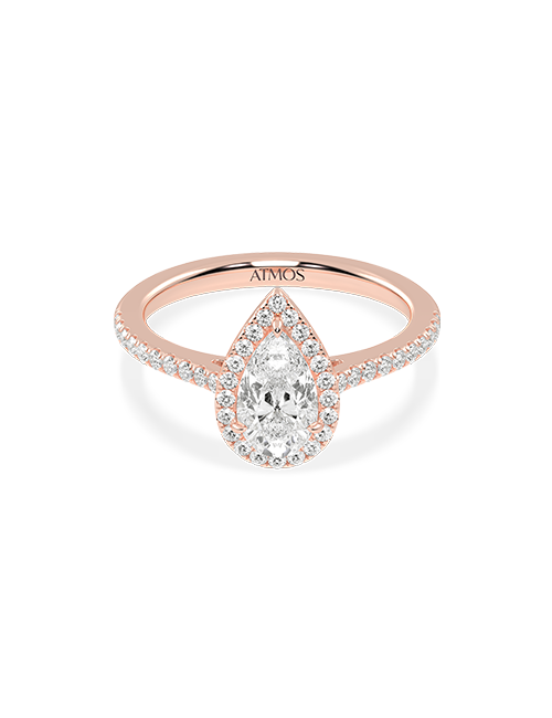Atmos Signature Dewdrop Halo Ring rose gold