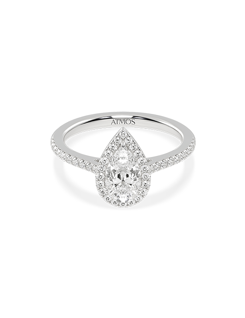 Atmos Signature Dewdrop Halo Ring white gold