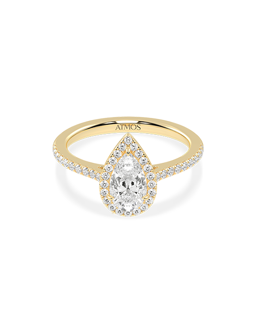 Atmos Signature Dewdrop Halo Ring yellow gold