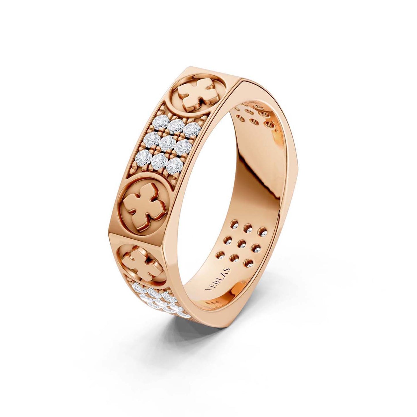La Fleur 5mm 4-Diamond Rows Square Band
