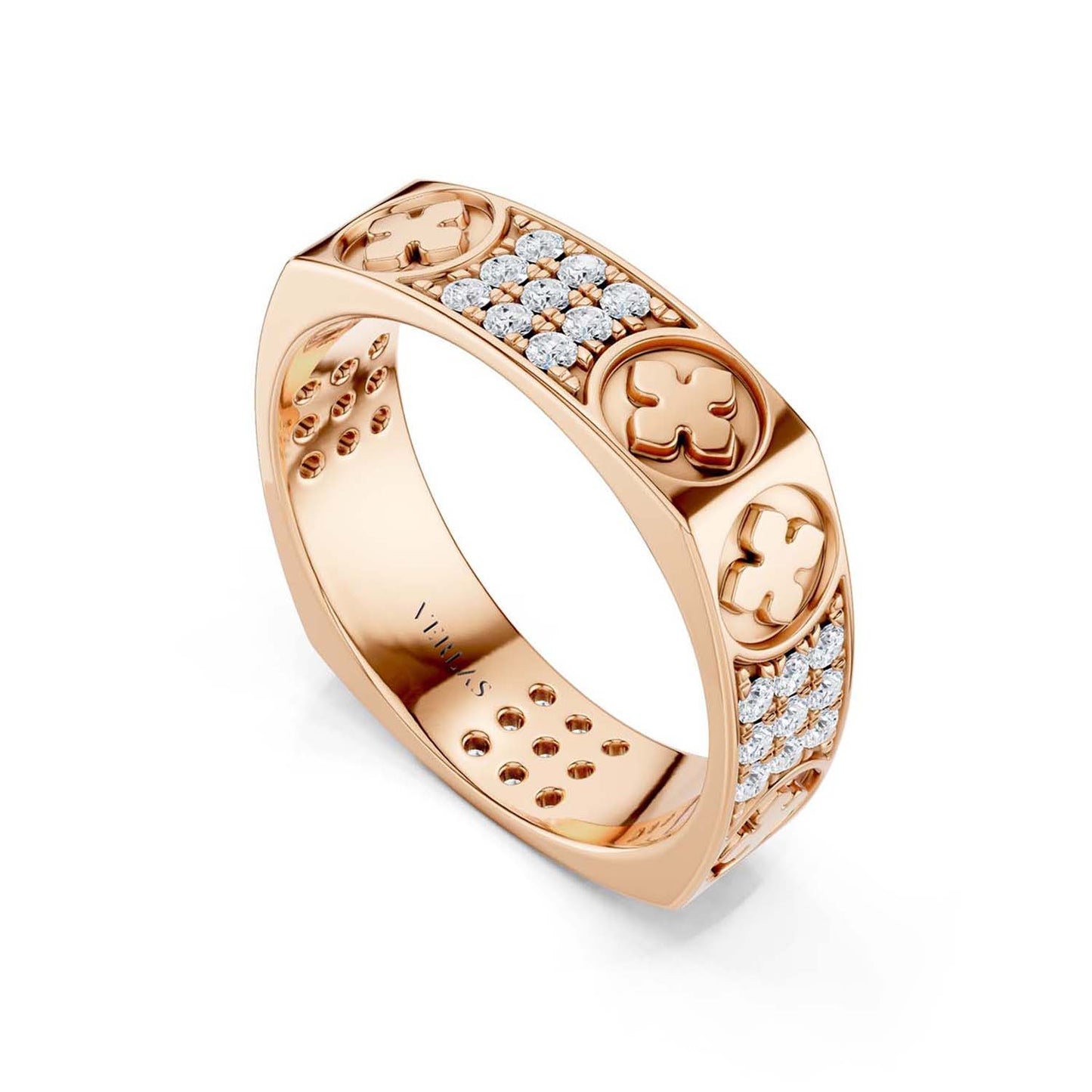 La Fleur 5mm 4-Diamond Rows Square Band