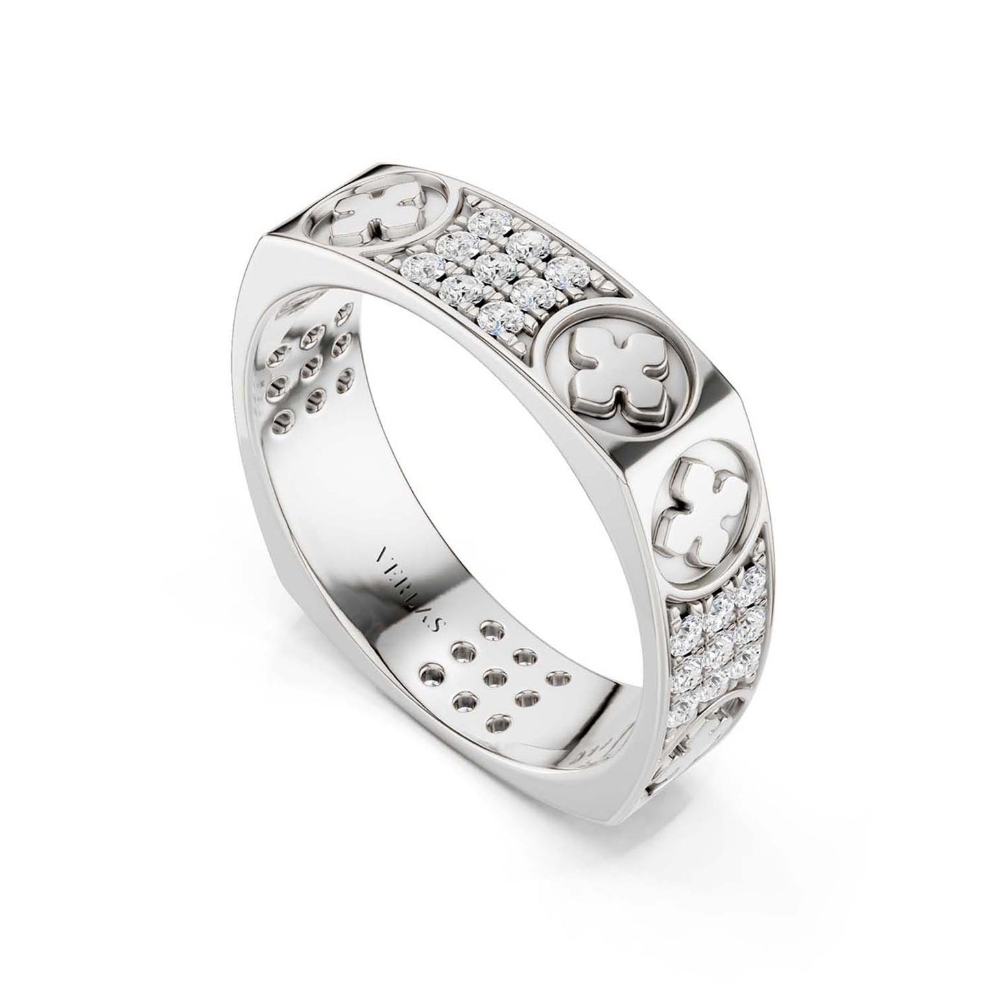 La Fleur 5mm 4-Diamond Rows Square Band