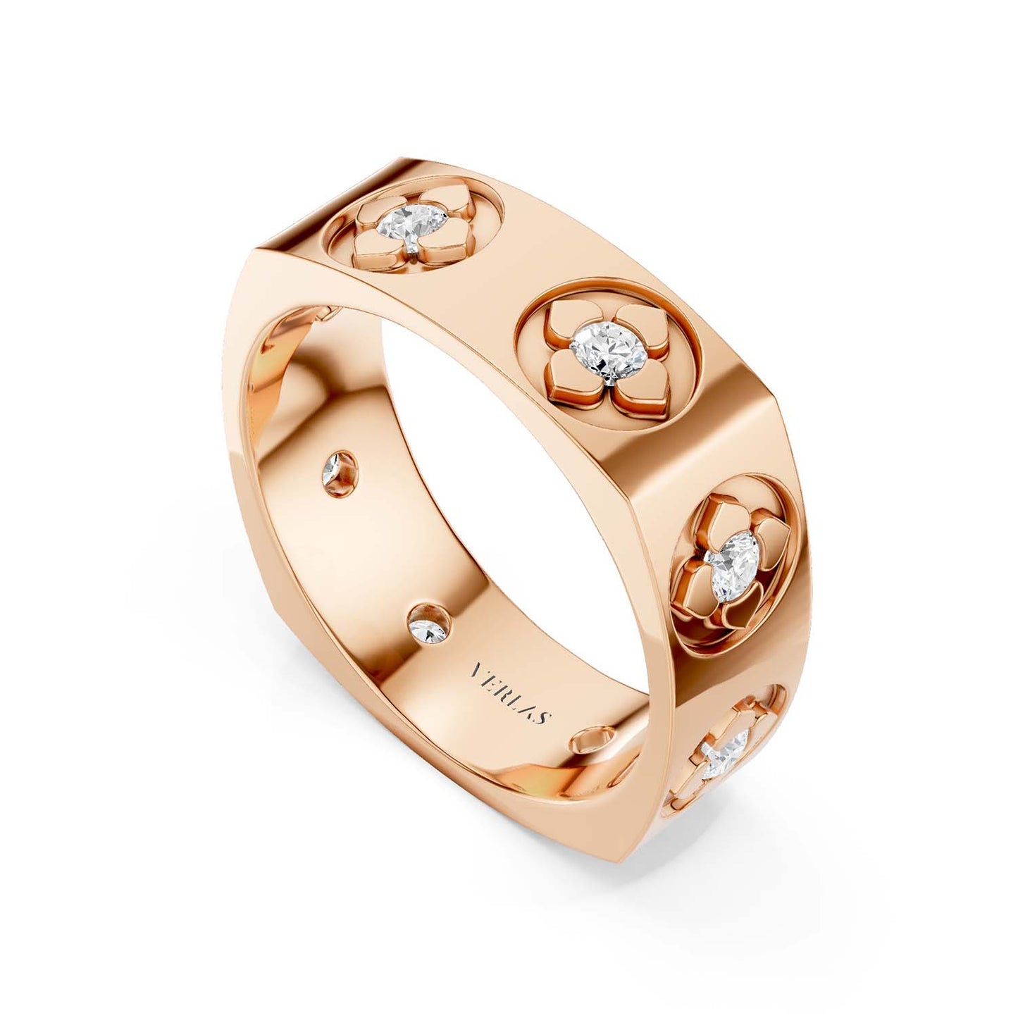La Fleur 6.10mm 6-Diamonds Square Band