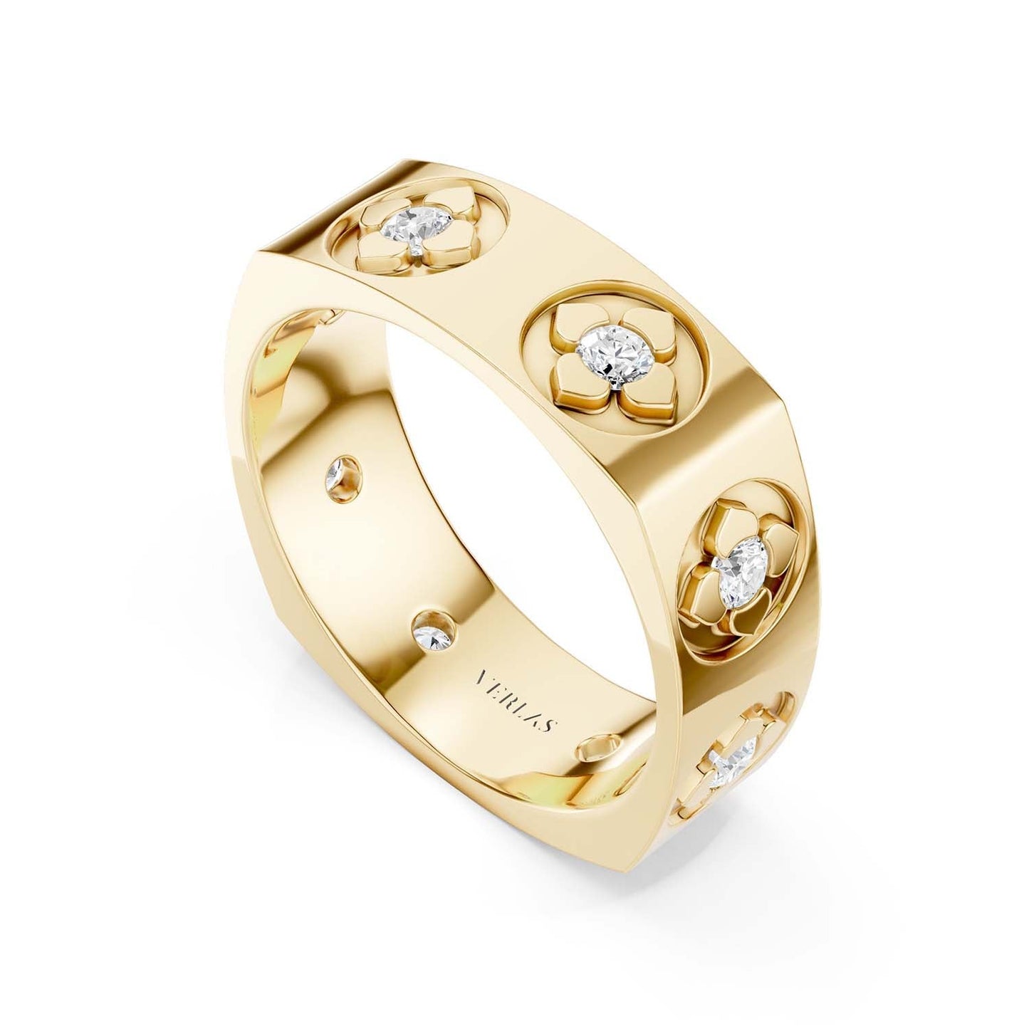 La Fleur 6.10mm 6-Diamonds Square Band