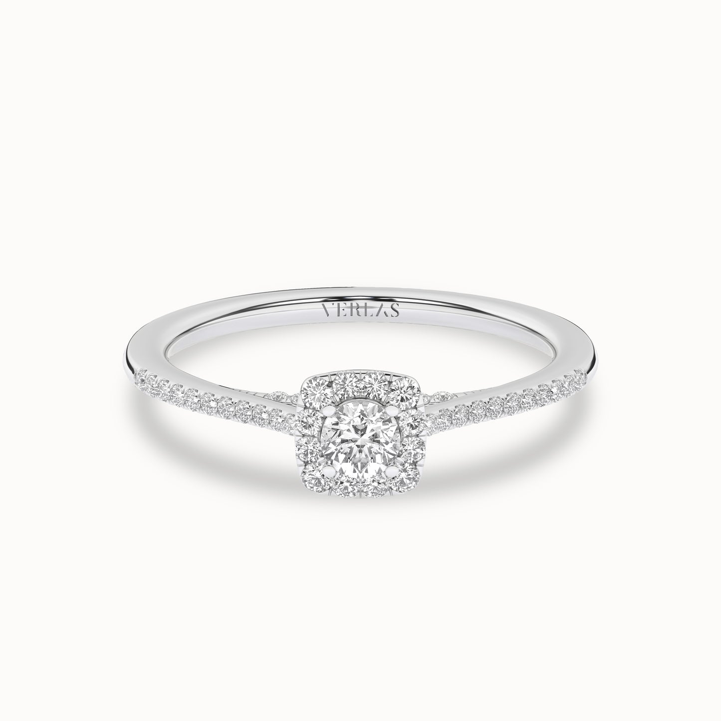 Round-Center Princess Halo Ring
