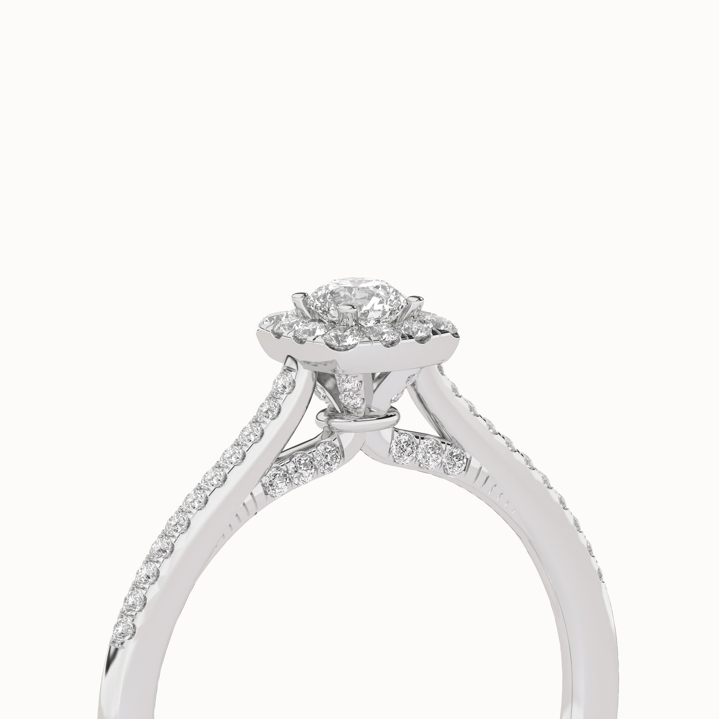 Round-Center Princess Halo Ring