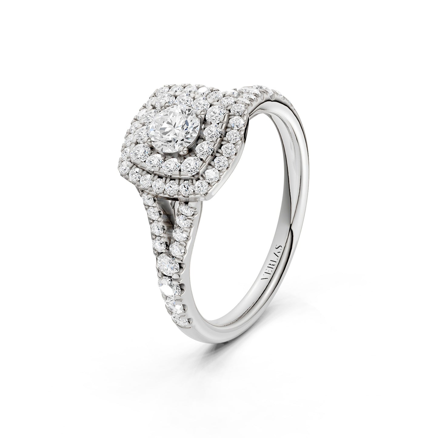 Round-Center Princess Double Halo Ring