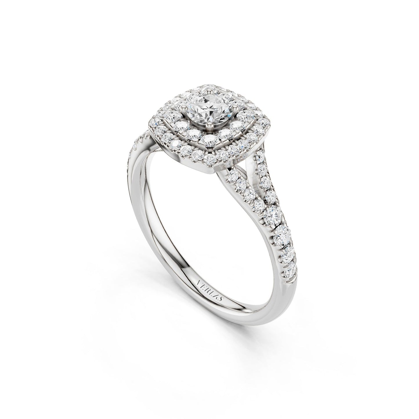 Round-Center Princess Double Halo Ring