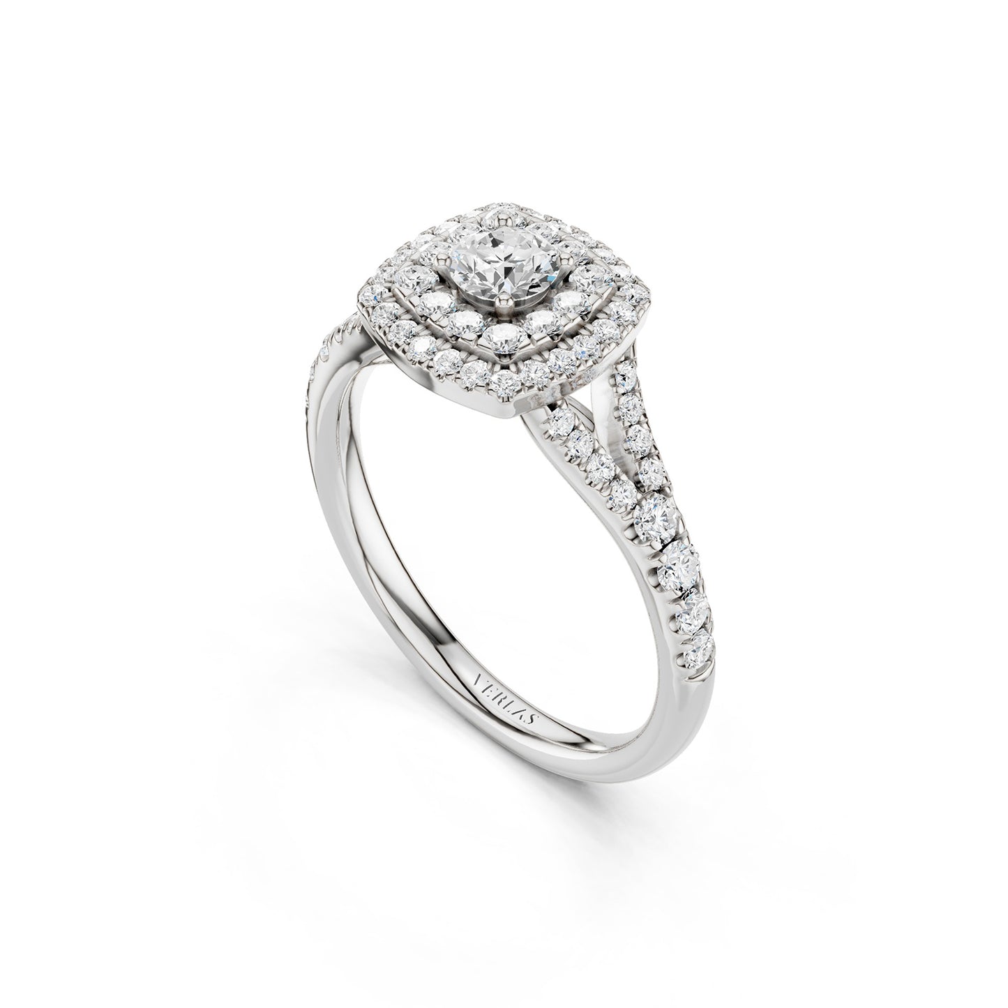 Round-Center Princess Double Halo Ring