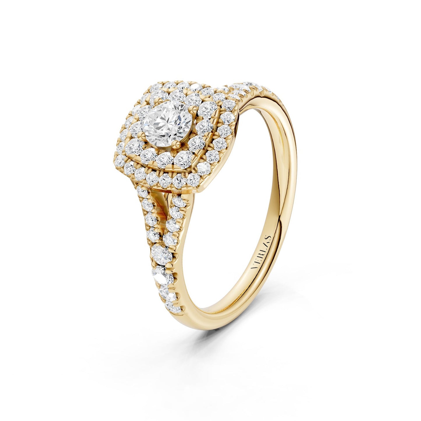 Round-Center Princess Double Halo Ring