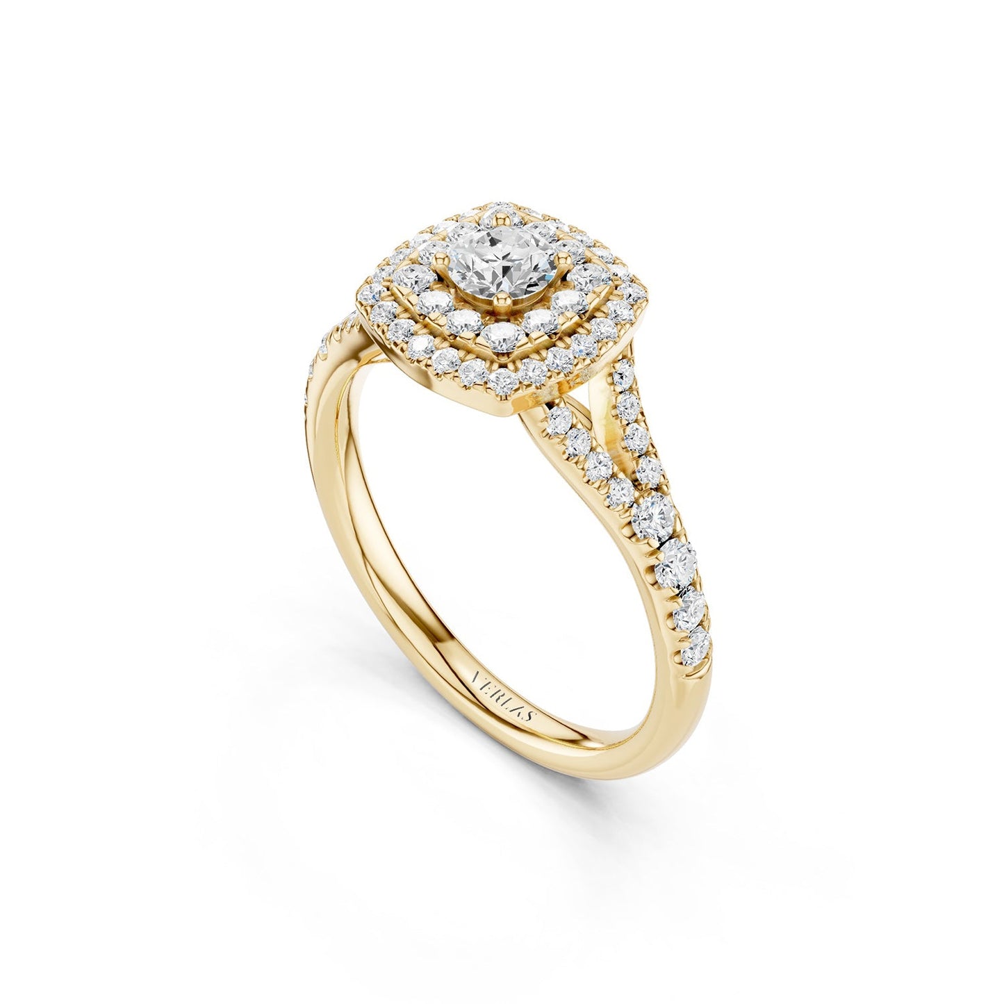 Round-Center Princess Double Halo Ring