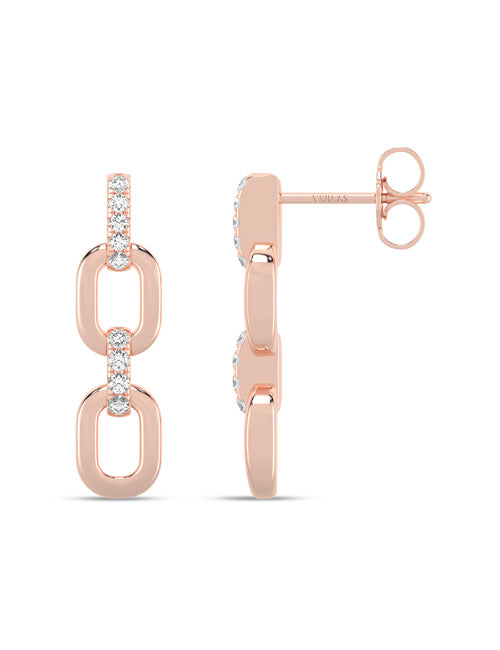 Together Forever 2-Diamond Links Drop Earrings rose gold