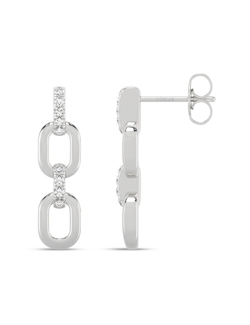 Together Forever 2-Diamond Links Drop Earrings white gold