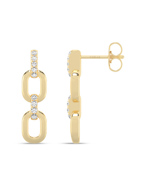 Together Forever 2-Diamond Links Drop Earrings yellow gold